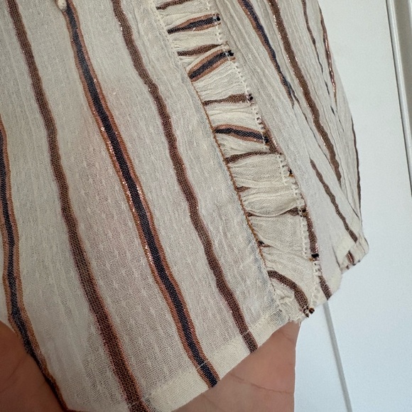 ULLA JOHNSON Liana Metallic Stripe Ruffle Balloon Blouse Sz 6 - Picture 8 of 11